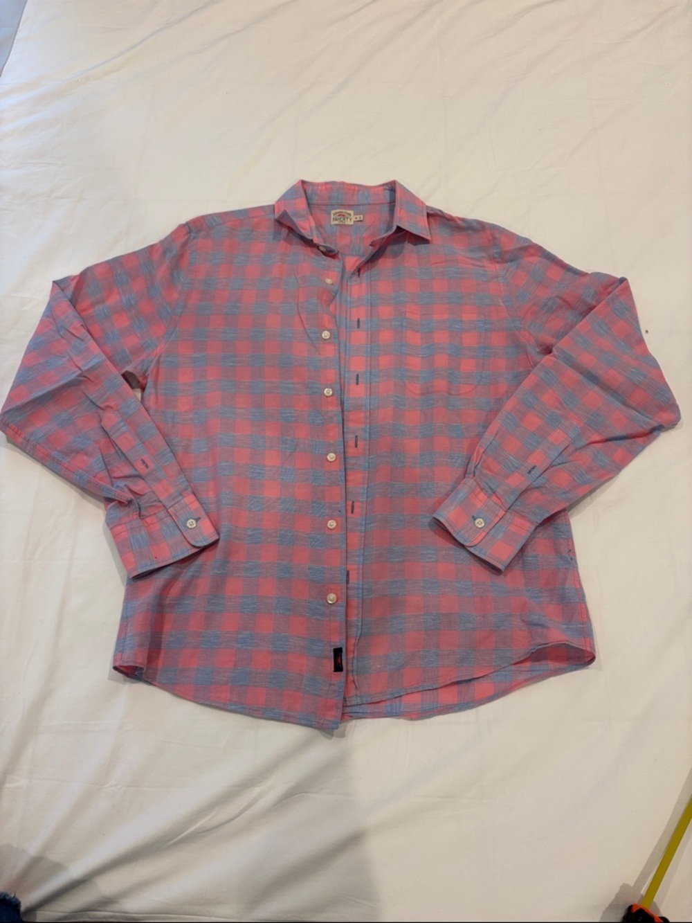 Feathery Men's Pink and Blue Check Button-down Shirt